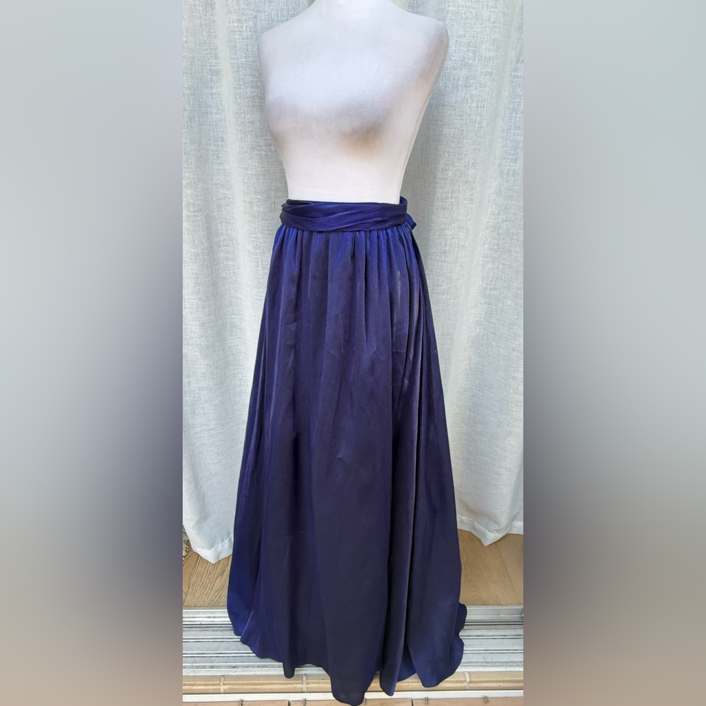 1990 Late Edition Blue Metallic Shine Maxi Skirt With Thule Petticoat